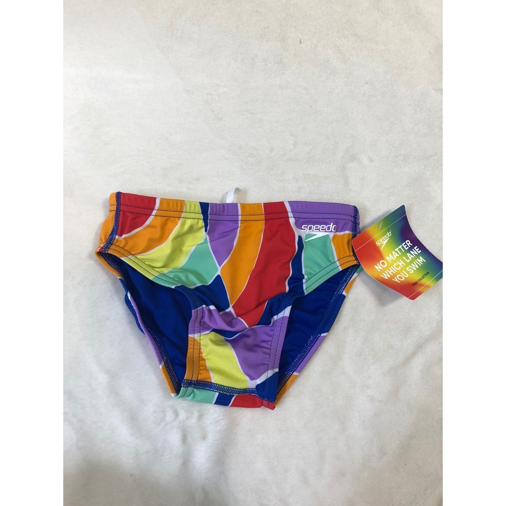 NEW Speedo Puzzle Pride Swim Brief Mens 26 True Cobalt Geometric Endurance+